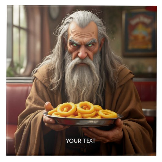 Fantasy Schattigee Wizard Onion Rings Tegeltje (Voorkant)