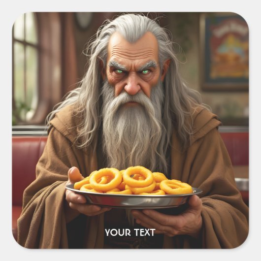 Fantasy Schattigee Wizard Onion Rings Vierkante Sticker (Voorkant)