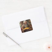 Fantasy Schattigee Wizard Onion Rings Vierkante Sticker (Envelop)