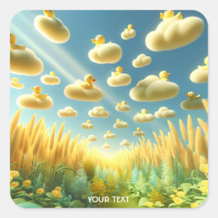 Fantasy Schattigee Wolken Eenden Tuin Vierkante Sticker