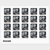 Fantasy Schattigee wolken olifant rook Vierkante Sticker (Vel)
