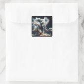 Fantasy Schattigee wolken olifant rook Vierkante Sticker (Tas)