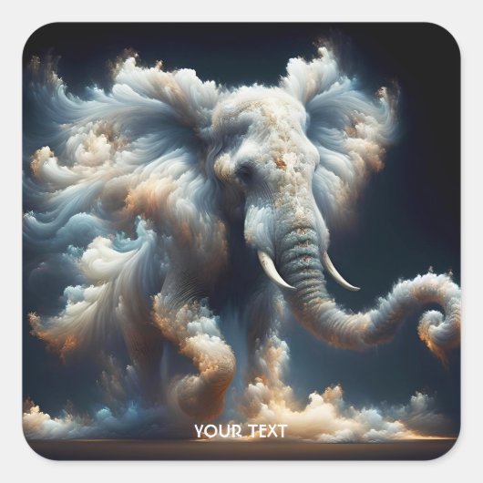 Fantasy Schattigee wolken olifant rook Vierkante Sticker (Voorkant)