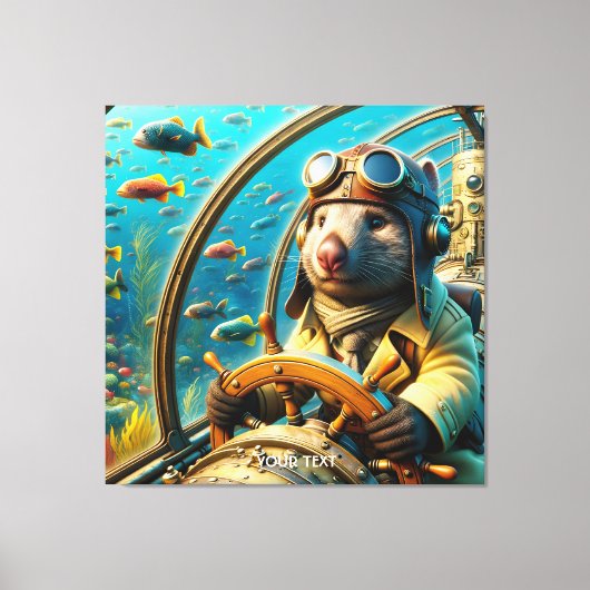 Fantasy Schattigee Wombat Pilot Onderwater Canvas Afdruk (Voorkant)