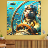Fantasy Schattigee Wombat Pilot Onderwater Canvas Afdruk (Insitu (Woonkamer))