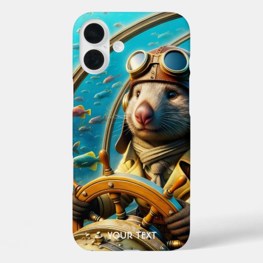 Fantasy Schattigee Wombat Pilot Onderwater Case-Mate iPhone Case (Achterkant)