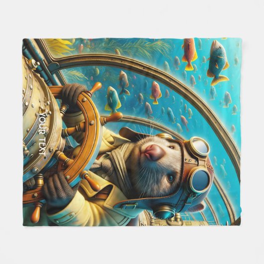 Fantasy Schattigee Wombat Pilot Onderwater Fleece Deken (Voorkant (Horizontaal))