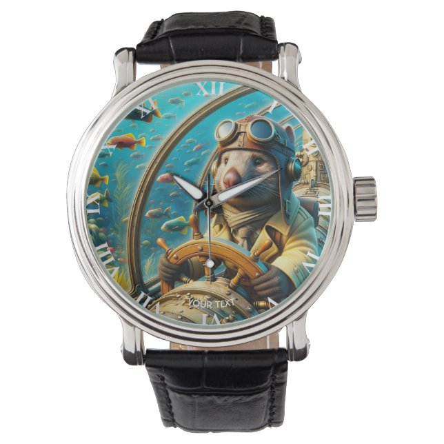 Fantasy Schattigee Wombat Pilot Onderwater Horloge (Voorkant)