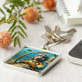 Fantasy Schattigee Wombat Pilot Onderwater Sleutelhanger (Zijkant)