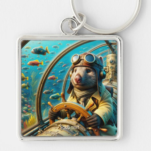 Fantasy Schattigee Wombat Pilot Onderwater Sleutelhanger (Voorkant)