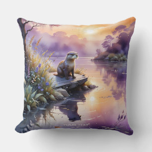 Fantasy Schattigee zonsondergang Paarse meer Kussen