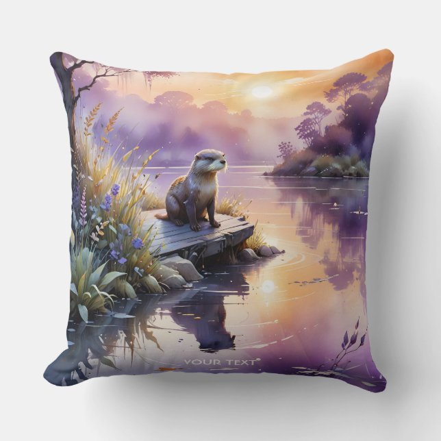 Fantasy Schattigee zonsondergang Paarse meer Kussen (Voorkant)