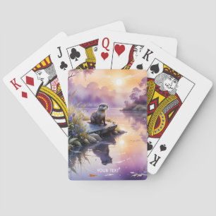 Fantasy Schattigee zonsondergang Paarse meer Pokerkaarten