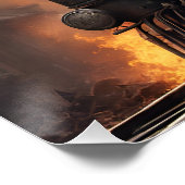 Fantasy schedel trein vlammen wrak perfect poster (Hoek)