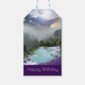 Fantasy Schilderachtig Natuur Landschap Happy Birt Cadeaulabel (Voorkant)