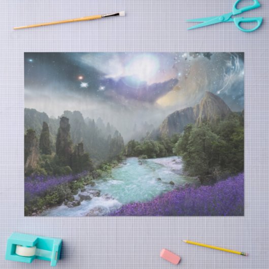 Fantasy Schilderachtig regenwoud landschap Tissuepapier (Craft)