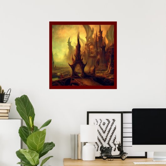 Fantasy Schilderij 10 - Evil Temple Poster (Thuiskantoor)