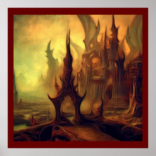 Fantasy Schilderij 10 - Evil Temple Poster (Voorkant)