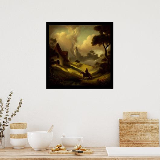 Fantasy Schilderij 2 - Middeleeuws landschap Poster (Keuken)