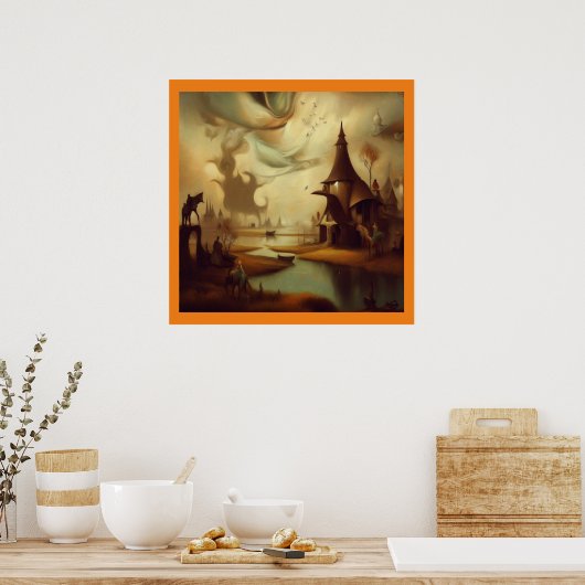 Fantasy Schilderij 3 - Middeleeuws landschap Poster (Keuken)