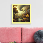Fantasy Schilderij 5 - Dorpslandschap Canvas Afdruk (Insitu (Woonkamer))