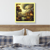 Fantasy Schilderij 5 - Dorpslandschap Canvas Afdruk (Insitu (Slaapkamer))