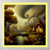 Fantasy Schilderij 5 - Dorpslandschap Poster (Voorkant)