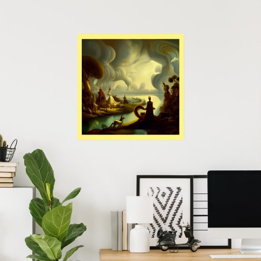 Fantasy Schilderij 6 - Dorpslandschap Poster (Thuiskantoor)