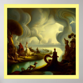 Fantasy Schilderij 6 - Dorpslandschap Poster