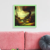 Fantasy Schilderij 7  - Vrouw en Kat Canvas Afdruk (Insitu (Woonkamer))