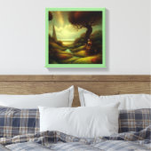 Fantasy Schilderij 7  - Vrouw en Kat Canvas Afdruk (Insitu (Slaapkamer))