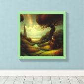 Fantasy Schilderij 7  - Vrouw en Kat Canvas Afdruk (Insitu (Houten vloer))