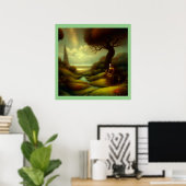 Fantasy Schilderij 7 - Vrouw en Kat Poster (Thuiskantoor)