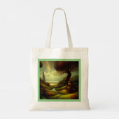 Fantasy Schilderij 7 - Vrouw en Kat Tote Bag (Achterkant)