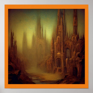 Fantasy Schilderij 9 - Verlaten Stad Poster