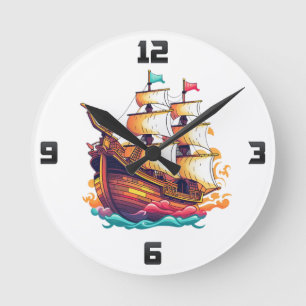 Fantasy schip ronde klok