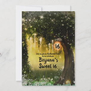 Fantasy Schittering Betoverd Groen Woud Sweet 16 Kaart