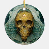 Fantasy Sci-Fi van de Drone Bee Skull Keramisch Ornament (Achterkant)