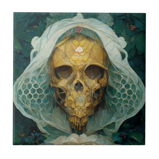 Fantasy Sci-Fi van de Drone Bee Skull Tegeltje (Voorkant)