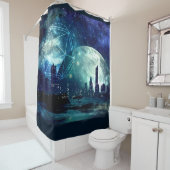 Fantasy Science Fiction City. Ruimteverneveling Douchegordijn (In situ)