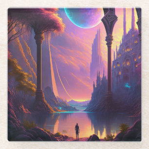Fantasy Science Fiction Landscape Glazen Onderzetter