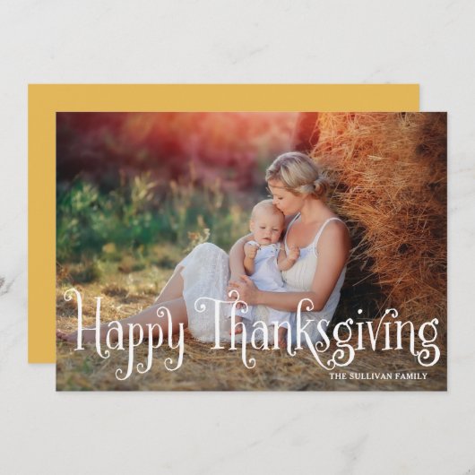 Fantasy Script Happy Thanksgiving-fotokaart Feestdagenkaart (Voorkant / Achterkant)