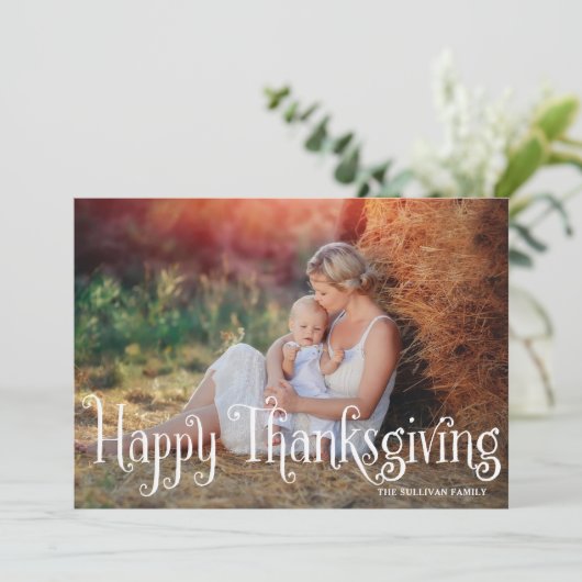 Fantasy Script Happy Thanksgiving-fotokaart Feestdagenkaart (Staand voorkant)