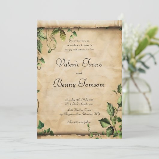 Fantasy Scroll Groene Bladeren Kaart (Staand voorkant)