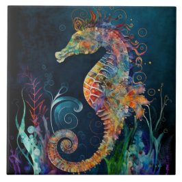 Fantasy Seahorse Waterverf Tegeltje