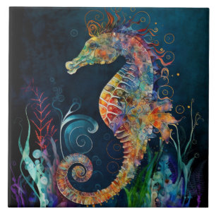 Fantasy Seahorse Waterverf Tegeltje
