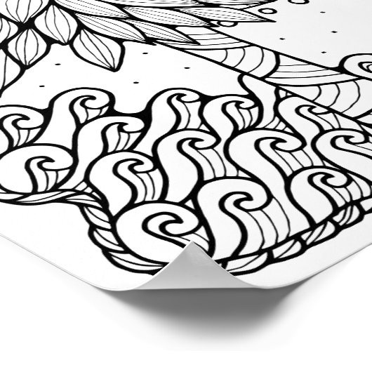 Fantasy Seaside Palm Tree Kleurplaat Art Poster (Hoek)