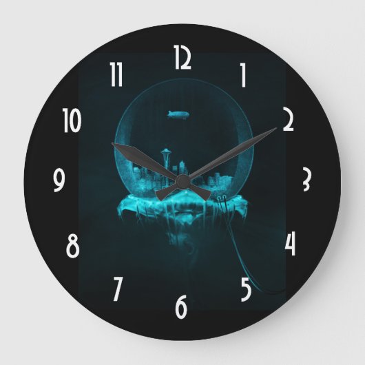 Fantasy Seattle City in een Snowglobe met een Blim Grote Klok (Voorkant)