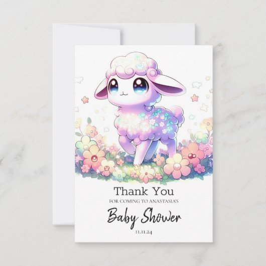 Fantasy Sheep Baby shower Bedankkaart (Voorkant)