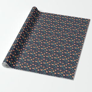 Fantasy Sinaasappel Flowers: Waterverf Dark Patter Cadeaupapier
